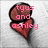 A pixelated icon with a broken heart symbol and pink text that changes across frames.