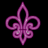 Two side-by-side pixelated Fleur-de-lis symbols in pink and magenta hues on a black background, showing animation frame differences.