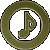 Animated sequence of a golden music note icon rotating within circular frames, showing multiple angles and perspectives against a gray background.