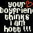 Pixelated text reads 'your boyfriend thinks I am hot' with a red heart symbol replacing the letter O in 'boyfriend', repeated twice on black background.