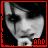 25 identical black-and-white pixelated images showing a person with dark hair and tears, each bordered in red with text at the bottom
