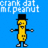 Pixelated yellow figure with black top hat, arms outstretched on blue background beneath white text reading 'frank dat mr peanut'.