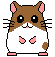 Nine pixel-art hamsters in a , each with distinct fur colors and expressions on solid gray background