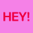 Animated contact sheet of a pink-themed text-based icon showing progressive animation of 'HEY! I'm Single :)' phrases with pixelated red text on solid pink background.