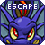 identical pixel-art dragon faces with blue bodies, yellow eyes, and red accents, each labeled 'ESCAPE' in white text above