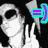 A black-and-white image of a person wearing sunglasses and making a peace sign, with six distinct colored emoticons overlaid in two