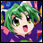 Pixelated anime-style character with green hair and pink ears on left, next to black background with white text "Anime IM" and signature "c0m" on right.