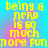 Yellow pixelated text on a blue background with pink gradient, reading "being a nerd is so much more fun" in four identical quadrants.
