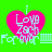 Four identical pink heart-shaped icons with 'I Love 78th' text inside, set against a bright green background with light blue 'Forever' and rectangular patterns below.