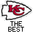 Pixelated graphic featuring a white arrow-shaped emblem with red 'KC' letters, gray background, and text reading 'Instant Icons .com THE BEST'.