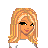 Pixel art of a female character with long blonde hair, wearing a white top and blue jeans, standing against a plain background.