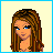 Pixel art contact sheet of a female character in blue swimwear across multiple frames showing full body, legs, and text elements.