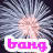 animated firework bursts with pink and blue light trails, each displaying the word 'bang' in varying styles