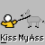 Pixelated image of a yellow-shirted figure holding a leash attached to a gray donkey, with text below reading "Kiss My Ass" on a light gray background.