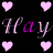 Pixelated pink hearts and stylized 'Hay Hay' text in purple and white on black background, with heart positions shifting across frames.