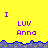 Yellow background with purple text reading "I LUV Anna" repeated across multiple , separated by blue and gray pixelated borders