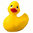 Yellow rubber duck with red beak and blue eyes, arranged in a on white background with text labels beneath each duck