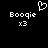 Pixelated white text and symbols on black background, two identical side-by-side displays with 'Boogie x3' text and a heart outline above.