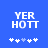 Blue background with white pixelated text 'YER HOTT' and five white plus signs below, one of which is light blue.