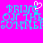 Pixelated cyan text on bright pink background with white heart symbol above text, repeated in mirrored layout.