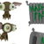 Pixelated character with brown body, large eyes, and pink ears appears in two poses against white background; adjacent gray structure has green text elements.