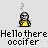 Pixelated character in yellow shirt with smoke above head, repeated text "Hello there occifer" below each instance.