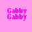Pink background with four instances of 'Gabby' text in bright pink, each paired with a white rectangular overlay partially covering the text.