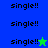 pixelated 'single!!' text with two distinct star icons on a blue and green background