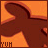 Animated sequence of a brown silhouette figure against an orange background with partial text fragments at the bottom left.
