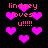 Pixelated pink text and hearts on black background with animated heart size changes.