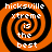 Four identical orange and black spiral patterns with white text reading 'hicksville xtreme is the best' arranged in a