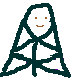 Pixelated figure with teal outline and white face, brown eyes, orange smile, next to large maroon question mark on gray background.
