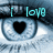 A pixelated eye with a heart-shaped pupil displays text that changes across frames: 'I love' appears above the eye, then 'you' replaces 'love', and 'Jordan' appears below the eye.