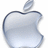 Pixelated silver apple icon with a single bite taken from the right side and a leaf attached to the top stem, set against a white background.