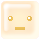 Pixelated square icon with light beige background showing two facial expressions: eyes as white squares and mouth as horizontal rectangle in one view, then eyes as small curved lines and same mouth in another.