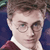 Pixelated close-up of a person with light skin, brown hair, and round eyeglasses, wearing a white shirt under a dark red garment against a blue background.