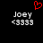 Pixelated red heart symbol above two identical text blocks reading 'Joey' and '<3333' on black background.