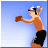 Animated sequence of two figures playing baseball against a blue gradient background, showing ball and glove interactions.