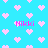 Pixelated light blue background with scattered pink hearts and four instances of the text 'Hikki' in bright pink, all static.