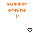 Pixelated orange text 'summer ohnine' with a smiley face above two black heart symbols on white background.