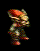 Pixelated anime-style character with orange hair and green armor walking left to right across black background.