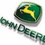 Green shield-shaped icon with yellow deer silhouette above green text reading 'JOHN DEERE' on white background.