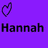 Four quadrant with purple, pink, cyan, and gray backgrounds; each contains 'Hannah' text and a heart symbol above it