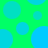 Green background with scattered blue circles of varying sizes, some partially cut off at edges.