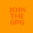 Four quadrants display 'JOIN THE GPG' text in orange on green and yellow backgrounds with pixelated lettering.