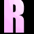 Pink pixelated text 'RACHEL' arranged vertically with a crescent moon and star symbol replacing the 'C', plus a small palm tree icon below.