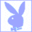 Two side-by-side pixelated bunny head silhouettes with bow ties, one blue on light background, one pink on white dotted background.