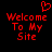 Red pixelated text 'Welcome To My Site' with a red heart symbol above, displayed on a black background in a static image.
