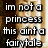 Pixelated image of a woman in a white dress standing in a doorway with text overlay reading "im not a princess this aint a fairytale".