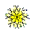 Three pixelated star-shaped icons with yellow, white, and black patterns on gray background; each has distinct color arrangement across points.